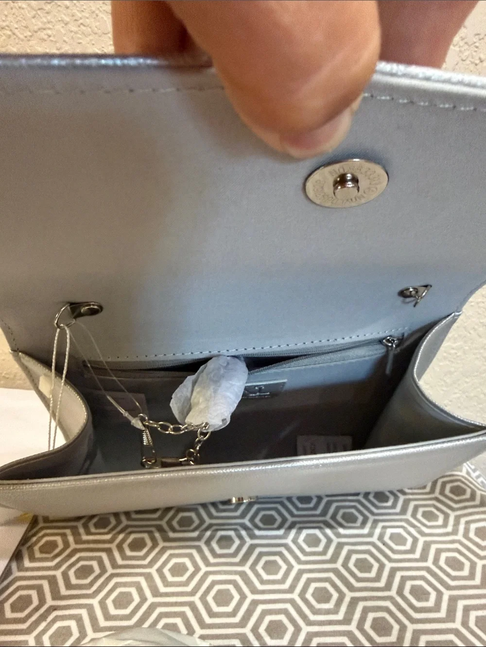 Christian Lacroix Metallic Silver Clutch with Emblem